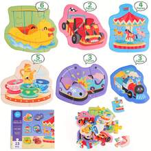 23pcs Large Land Animal Jigsaw Puzzle, Suitable For Children 3+ Years Old, Preschool Land Creature Learning Toy, Giraffe/Kangaroo/Zebra/Panda/Lion/Elephant Double-Sided Printing, Learning Supplies, New Year/Valentine's Day Gift, Back To School Season Gift