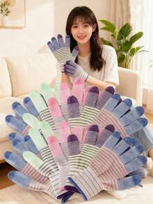 2/5/10pcs Zebra Striped Gloves, Comfortable Breathable Anti-Slip Wear-Resistant Anti-Static With Elastic, Durable Fit For Small & Large Hands, Suitable For Labor, Cleaning, Gardening Activities Such As Digging, Planting, Weeding, Seeding, Unisex, Reduce Fatigue, Protect Your Hands During Work, Random Color - Multicolor - View 4