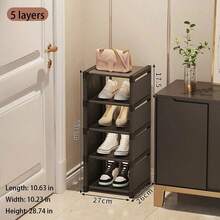 1 家用简易送货上门室内宿舍租赁，节省空间的小型鞋柜，家用多层单排鞋架，客厅，学校宿舍鞋子收纳架，可自由组装，家居装饰，圣诞节，感恩节。 - 彩色 - 查看 3