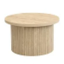 Coffee Table, Double Round Table, Side Table With Natural Wood Slats. Multifunctional Living Room Table - 1 - View 2