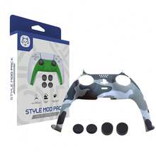 Juego TOPWOLF 5 en 1: Cubierta protectora del controlador de juego, que incluye cubiertas decorativas de repuesto para el frente y el mango central, y 4 tapas para los joysticks, compatible con 5 accesorios de juego, fabricado en material ABS, molde auténtico (controlador no incluido) - Juego de fundas 5 en 1 para PS5 - Ver 24