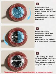 Temporizador magnético de cozinha (1 unidade). Leve, luxuoso e preciso, com contagem regressiva. Fixa-se à mesa. Não requer pilhas. Temporizador mecânico. Som de cozimento muito alto. Temporizador visual especial para aprendizado. Lembrete de gerenciamento de tempo para crianças. Permite que você faça outras coisas com tranquilidade.