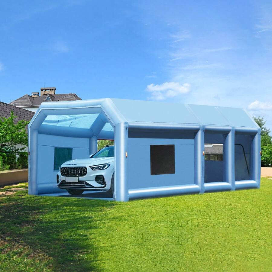Cabina de pintura inflable , 26,2 x 14,8 x 9,8 pies, cabina de pintura inflable, cabina de pintura portátil para automóviles para camiones pequeños, con sopladores potentes de 950 W + 750 W y sistema de filtro de aire, motocicleta grande, SUV de tamaño mediano - 26,2 x 14,8 x 9,8 pies - Ver 1