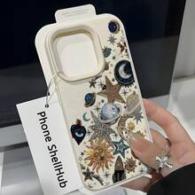 Funda de teléfono linda 1pc Estrella y Luna Universo Collage Diseño de patrón impreso UV Funda de teléfono con textura de cuero, adecuada para iPhone 17, 16, 15, 14, 13, 12, 11 Pro Max Plus, funda protectora de TPU suave, una cubierta protectora elegante y moderna, funda de teléfono con patrón creativo para tu teléfono que también merece un pequeño regalo. - 1 pieza - Ver 8
