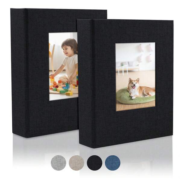 2 Packungen Fotoalbum 4x6, Leineneinband Fotoalbum, kleines Fotoalbum mit 36 Taschen für 72 Bilder, Fotobuch für Fotos von Familie und Jubiläen