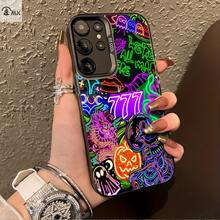 Serie de patrones de estilo neón 1, adecuada para 25ULTRA, S24PLUS, S23FE, S21PRO, S22, S20+, A03S, A05S, A14, A31, A53, A34, A10, A04E, M04, A33, A35, A55, A72, A71, A70, A22, A16, A06, A20S, A54, funda especial para teléfono, anti-suciedad, a la moda, moderna, colorida, plateada IMD - Colores mixtos - Ver 1