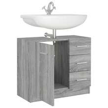 vidaXL Waschbeckenschrank Grau Sonoma 63x30x54 Cm Holzwerkstoff - Grau - Übersicht 7