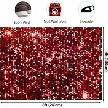 D8x6ft Red Glitter Backdrop Red Shimmer Sequin Photography Background For Birthday Wedding Engagement Anniversary Prom Bridal Shower Christmas Party Decorations Banner - Đỏ - Xem 2