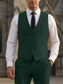 Mens 3 Pieces Suit Tuxedos For Wedding Groomsmen Colorblock Jacket Vest Brooch And Pants With Metal Buckles, Prom Party Wedding Business Suits Hunt Green - Màu xanh lá cây đậm - Xem 3