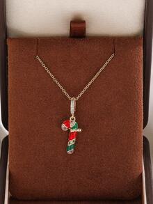 Fashionable Elegant Christmas Candy Cane, Christmas Jingle Bell Pendant Necklace, Holiday Atmosphere Jewelry, Suitable For Holiday Parties, Great Gift For Friends And Family - Fashion Christmas Pendant Necklace - View 11