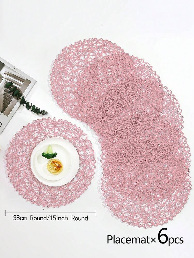 6 pièces/set de sets de table ronds modernes minimalistes tressés à la main, lavables, faciles à nettoyer, essuyables, antidérapants, résistants à la chaleur, convenant à la décoration de la pièce, à la décoration de la table à manger, à la décoration de la maison, idéaux pour les vacances, les fêtes, les anniversaires, les mariages et les dîners - Multicolore - Voir 13