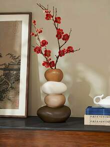 1件树脂雕刻鹿形花瓶摆件套装，几何石花瓶，时尚优雅设计，桌面装饰，花瓶，适合作为家居和办公礼品，生日、毕业、圣诞节礼物 - 彩色 - 查看 12