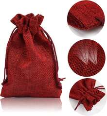 24 Stück Jutebeutel Adventskalender - 12x16cm Baumwollbeutel, Natur - Geschenkbeutel, Weihnachtsbeutel mit Zugband für Süßigkeiten & Kleinigkeiten