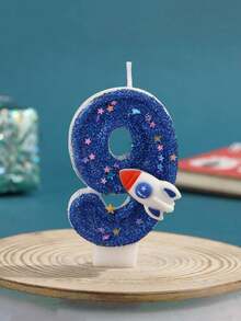 1 Stück blaue Raketen Geburtstags-Party Meilenstein Kuchen Nummer Kerze, Kindergeburtstags-Party Zubehör, Baby Erster Geburtstag Gedenkkerze, Valentinstag Nummer Kerze, Kindergeburtstags Kerze, Kuchen Dekoration, beliebte Party Nummer Kerze, Feiertags Gedenkparty Kuchen Kerze für Geburtstagskuchen Dekoration, glänzendes Nummer Geschenk, Abschlussfeier, Hochzeit, Volljährigkeitsfeier, Party Zubehör geeignet für jedes Alter