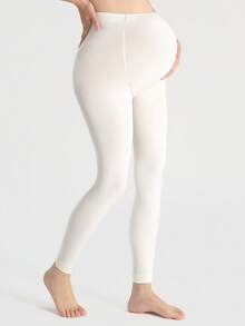 1pc Maternity Ankle Length Pants, Thin Velvet Leggings, Comfortable High Stretch Warm Base Layer Tights, Autumn/Winter, Fall Socks