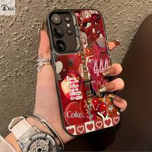 Diseño de patrón de patchwork de tema rojo adecuado para fundas de teléfono  Galaxy S25ULTRA, S24PLUS, S23FE, S21PRO, S22, S20+, A03S, A05S, A14, A31, A53, A34, A10, A04E, M04, A33, A35, A55, A72, A71, A70, A22, A16, A06, A20S, A54, funda especial para teléfono , anti-suciedad, a la moda, moderna, color plata IMD. - Colores mixtos - Ver 1