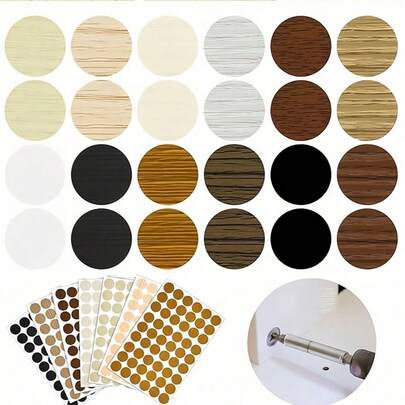 54pcs/Sheet 21mm PVC Self-Adhesive Decorative Stickers, Furniture Screw Cover Stickers, Furniture Cabinet Repair Decorations