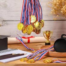 30/50pcs Gold Plastic Small Medals, Multi-Item Party Favors, Suitable For Games And Celebrations, Basket Fillers, Pentagram Design, Suitable For Sports, Competitions, Events, Props, Rewards, Party Gifts And Decorations, Durable PP Material, Ideal For Games, Celebrations, Sports Competitions, Talent Shows, Spelling Bees, Birthday Parties, Group Activities, Sports Awards, Game Prizes, Party Favors, Event Decorations, 1.5 Inch Diameter - Multicolor - View 3