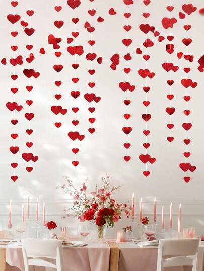 64 st röda hjärtkransar, glänsande hjärtband, glitter triangel vimpelbanderoller, glittrande hjärtbakgrund, lämplig för bröllop, förlovning, alla hjärtans dag, galentinsdagen, födelsedagsfestdekorationer, alla hjärtans dag-dekorationer, hängande hjärtan, alla hjärtans dag-banderoll, hängande alla hjärtans dag-krans, alla hjärtans dag-tillbehör, stort hjärta till alla hjärtans dag, alla hjärtans dag-dekor, alla hjärtans dag-presenter, rumsdekor