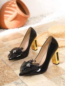 Tocuri înalte pentru femei mărimi mari, pantofi cu toc eleganți și confortabili pentru birou, negru, vișiniu, alb - Negru - Vizualizare 7