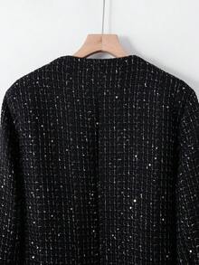 Women's Button Pocket Long Sleeve Woolen Coat, Suitable For Daily Wear And Holidays, Autumn/Winter