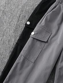 2pcs/Set Young Boys Casual Cargo Pants, Fashion Straight Leg Trousers With Large Pockets, Versatile & For Spring/Autumn - Multicolor - View 10