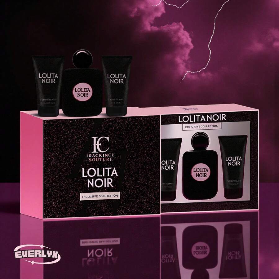 EverlyX Lolita Noir Exclusive Collection Set - Perfume + Shower Gel + Lotion - An Intense And Seductive Fragrance With Sweet And Mysterious Notes - Ideal For Confident And Elegant Women Who Want To Make A Lasting Impression - ✅ Shipping To Spain In 24/48 Hours - 100ml - View 1