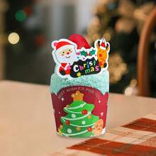Toallas de mano navideñas con forma de cupcake, suaves y absorbentes, ideales para la cocina y el baño. - Verde claro - Ver 2