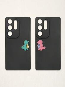 2pcs Black Phone Cases, Dinosaur Design Couple Phone Cases, Compatible With IPhone & Galaxy Phones, Phone Covers, Cute Phone Cases, Compatible With IPhone 13/15/16 Pro Max, Galaxy, Great As Birthday Gift, For Girlfriend, Boyfriend Or Personal Use - Multicolor - View 45
