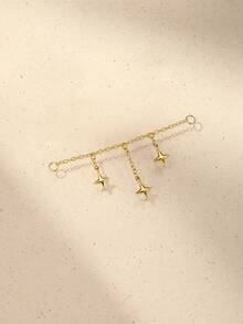 1 chiếc dây chuyền đá quý hình ngôi sao lấp lánh bằng bạc Sterling 925 dùng để xỏ khuyên tai hình ốc xà cừ, dây chuyền mặt dây chuyền hình vương miện, dây chuyền hình thiên thể bằng đá Cubic Zirconia - Vàng - Xem 7