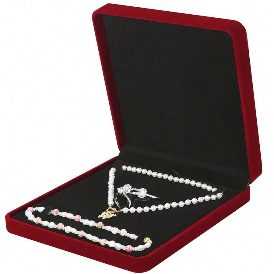 LETURE Velvet Jewelry Set Box, Velvet Gift Box For Bracelet Necklace Earring Ring (Red){Inchcolor_nameinch:InchRedinch} - Red - 查看 1