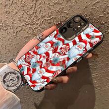 Diseño de patrón de Santa Claus para  Galaxy S25ULTRA, S24PLUS, S23FE, S21PRO, S22, S20+, A03S, A05S, A14, A31, A53, A34, A10, A04E, M04, A33, A35, A55, A72, A71, A70, A22, A16, A06, A20S, A54 Funda especial para teléfono , anti-suciedad, moda, moderna, color plata imd - Colores mixtos - Ver 6