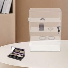4-Tier Acrylic Display Case With Lock, Clear Display Box, Lockable Countertop Box For Display, Clear Tabletop Organizer For Storing Small Items And Ornaments, Acrylic Display Countertop Storage Cabinet, 11.81*5.9*15.75in Assembly Free - 透明 Clear - 查看 5
