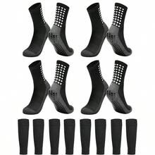 Calcetines de Ftbol, 6 Pares Calcetas Antiderrapantes Futbol Deportivas Algodn Transpirables, Medias Antideslizantes para Correr, Calcetines Hombre para Baloncesto, Running, Yoga, Ciclismo, Gym - 4*Nrgro - Ver 2