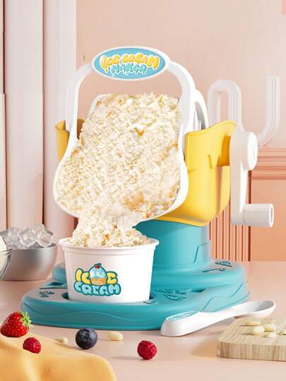 A Children's Kitchen Ice Cream Machine Toy That Can Make Real Ice Cream. It Is A Montessori Educational Fine Motor Skills Toy Suitable For Children Aged 3 And Above