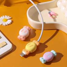 2pcs Mobile Data Cable Protective Case, Silicone Candy Cartoon 2-In-1 Protective Cable, Anti Breakage Charging Cable Head Protective Cover - Multicolor - View 3