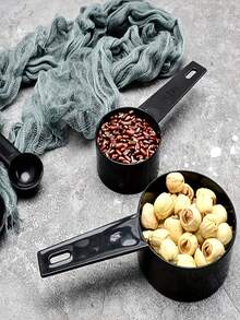 10pcs Plastic Measuring Cups & Spoons Set With Scale Markings - Food-, Durable Baking Tools In Gray & Black With Secure Measurement Scales For Cooking & Baking