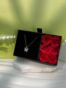 1 Set, 6 Artificial Roses With Jewelry Window Display Gift Box, Creative Valentine's Day Rose Lady's Birthday Gift Box, Very Suitable For Christmas, Mother's Day, Festival Party Accessory Packaging Gift Box (Excluding Accessories) - Multicolor - View 11