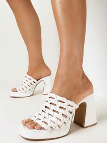 Damen Plateauschuhe mit gewebten Riemen - Sommer/Strand, Lässig - Weiss - Übersicht 2