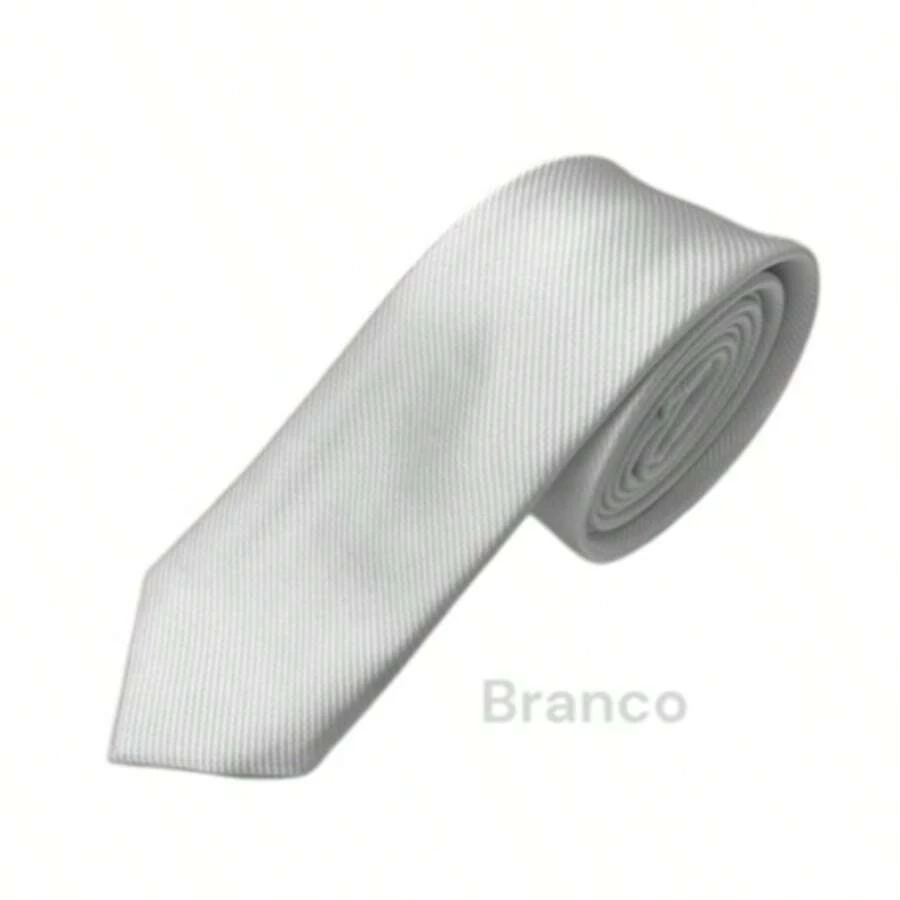 Men's Slim Fit Striped Tie, Twill Fabric, Casual, Wedding Gift, Everyday Wear. - 白色 - 查看 1
