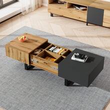 Modern Multifunctional Sliding Coffee Table With Hidden Storage, High-Quality Wood And Metal Frame, Suitable For Living And Office Areas, Easy To Install, 155 X 55 X 40
