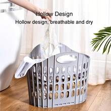 Foldable Laundry Basket For Home, Large Capacity Space-Saving Design, Portable Durable Thickened Moisture-Proof, Clothes/Plush Toy Storage, Fits Bathroom Bedroom Living Room, Easy Fold Organizer Basket - 高級灰色 - 查看 10