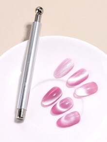 1支双头磁性猫眼美甲棒，铝制手柄，DIY美甲工具，圣诞装饰，节日美甲配件，凝胶指甲油磁性笔，新年礼物，派对美甲，节日惊喜，美甲沙龙用品，时尚美甲设计，专业美甲，时尚手指装饰