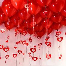 100pcs Valentine's Day And Wedding Decoration Set-Contains 100 Heart-Shaped Pendants And 100 Shiny Silk Threads, Suitable For Romantic Parties And Room Decoration, Wedding Decoration, Balloon Party, Birthday Decoration Venue, Heart-Shaped Balloon Sequined Pendant Ornaments.
