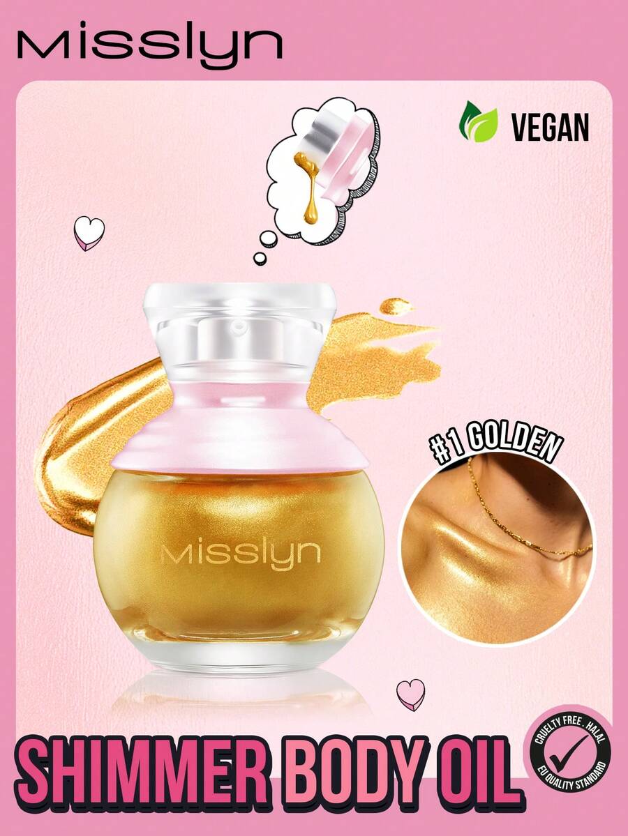 MISSLYN身体油、闪亮身体油、亮片身体油、瓶装身体油、沙滩身体油、椰子身体油、阳光亲吻身体高光、闪亮液体高光、液体闪光、持久提亮、光泽身体高光