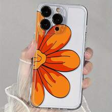 Funda Protectora Transparente - Funda de Teléfono de TPU Suave y Lujosa a Prueba de Golpes, Compatible con iPhone 17, 16, 15, 14, 13, 12, 11 Pro Max, 16, 15, 14 Plus, 13, 12 Mini, X, XS Max, XR, 8, 7 Plus, Flor Naranja, Funda de Teléfono Diaria, Protector de Teléfono Transparente, Funda de Teléfono para iPhone, Diseño de Flor Naranja, Funda de Teléfono con Patrón Floral, Cubierta Protectora Flexible para Teléfono, Estructura Avanzada a Prueba de Golpes, Entusiasta de Accesorios de Teléfono de Moda, Propietario de Coche Elegante - Colores mixtos - Ver 1