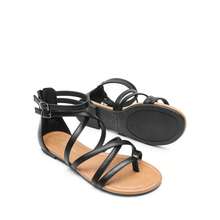 Women Gladiator Thong Sandals Summer Cross Strappy Flat Sandals With Back Zipper Casual Fashion Beach Dress Fisherman Shoes