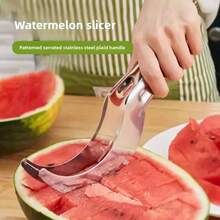 1pc, Stainless Steel Watermelon Slicer - Easy Fruit Splitter And Cutter For Kitchen Gadgets And Supplies - Silver - View 2