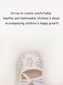 1 Pair Fashionable Cute Bow Decor Slip-On Flats For Girls, Lightweight Breathable Durable, Suitable For Daily Wear, Spring/Summer - Beige - View 5
