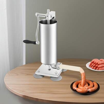 3L Vertikale manuelle Wurstfüllmaschine, Edelstahl-Wurstmaschine zum Füllen von Würsten, Fleischwerkzeuge mit 4 Füllrohren